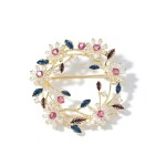 Exkluzivní brož Swarovski Elements Olivia - věnec kvítí, Barevná/více barev