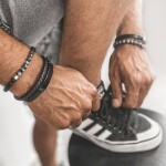 Pánský náramek Mirko Black z pravé kůže a chirurgické oceli, Černá 21 cm