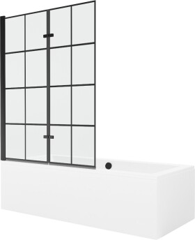 MEXEN/S - Cube obdélníková vana 170 x 80 cm s panelem + vanová zástěna 120 cm, černá vzor 550517080X9212027077