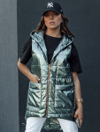 Dámská prošívaná dlouhá vesta s kapucí JESS zelená FashionStreet TY4454 L