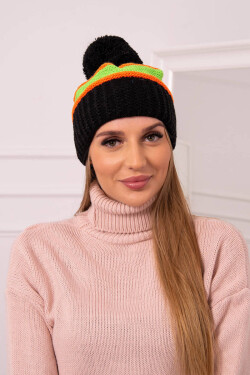 Kinga dámská čepice K297 černá+zelená neon+oranžová UNI