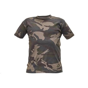 Triko CRAMBE s krátkým rukávem olivové camouflage, 100% bavlna, 180g/m2 M- olivové camouflage