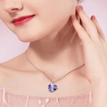 Exkluzivní náhrdelník Swarovski Elements Romantic Love Violet - srdíčko, Fialová 45 cm + 5 cm (prodloužení)