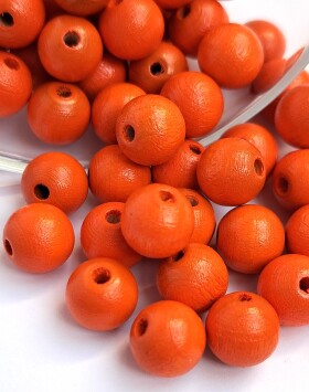 Dřevěné korálky Detoa - oranžové - ∅ 10 mm - 10 ks