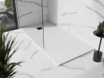 MEXEN/S - Stone+ obdélníková sprchová vanička 180 x 80, bílá, mřížka černá 44108018-B