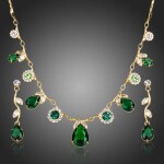 Souprava náhrdelníku a náušnic Swarovski Elements Diodore, Zelená 40 cm + 3 cm (prodloužení)