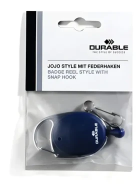 Durable Jojo Style tmavě modrá / Navíjecí klip na jmenovku / kovová karabina / délka pásku 80 cm (832707)