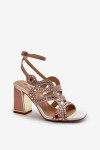 Zdobené dámské sandály na vysokém podpatku D&A Pink Velikost: