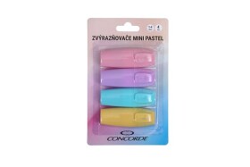 Concorde Sada zvýrazňovačů Mini Pastel - 4 ks blistr