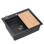 Quadron - Granitový dřez KURT 110 WORKSTATION Black Dotted ZLE-09010