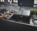 GROHE - Dřezy Kompozitní dřez K700 s automatickým odtokem, 78x51 cm, granitová černá 31652AP0