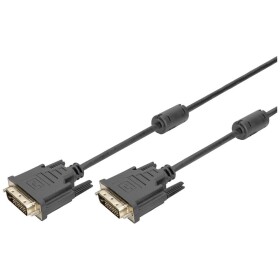 Digitus DVI kabel DVI-D 24+1pol. Zástrčka, DVI-D 24+1pol. Zástrčka 5.00 m černá AK-320101-050-S lze šroubovat, s feritovým jádrem DVI kabel