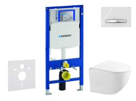 GEBERIT - Duofix Set předstěnové instalace, kompaktního klozetu Gaia a sedátka softclose, tlačítko Sigma50, chrom/alpská bílá SANI11CA3148