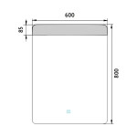 Nimco zrcadlo LED senzor 600 x 800 Model 23000 hliníkový rám ZP 23002V ZP 23002V