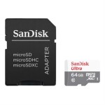 SanDisk Ultra microSDXC 64GB + adaptér / Class 10 / UHS-I / čtení: až 100MBs (SDSQUNR-064G-GN3MA)