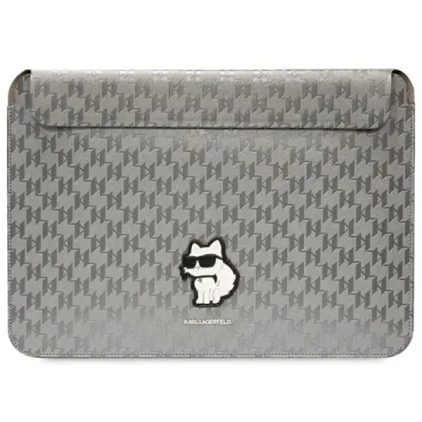 Karl Lagerfeld Pouzdro Saffiano Monogram Choupette 14" stříbrná / Pouzdro na notebook (KLCS14SAKHPCG)