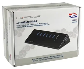 LC-Power LC-HUB-ALU-7B / USB hub / 6x USB 3.0 / nabíjecí port 2,4 A / hliníkový (LC-HUB-2B-7)