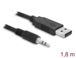 Delock Konvertor USB 2.0 Typ-A (M) - 3-kolíkový sériový TTL stereo konektor 3.5 mm délka 1.8m černá / 5 V (83115)