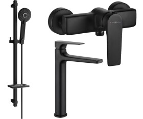 MEXEN - Lynx DQ40 SET umyvadlová a sprchová baterie s příslušenstvím, černá 745914DQ40-70