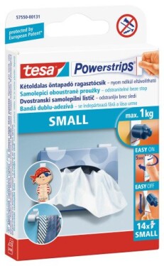 Tesa Powerstrips Small - malé dekorační lepicí proužky, nosnost 1 kg, oboustranné, bílé