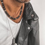 Pánský korálkový náhrdelník Andrés - 10 mm Lávový Kámen, Černá 60 cm