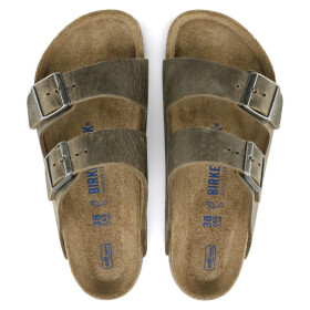Dámské/pánské žabky Birkenstock Arizona Soft Footbed Oiled Leather Narrow Faded Khaki (1019377) 36