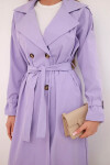 Dámský kabát v pase s límcem světle fialový UNI