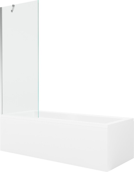 MEXEN/S - Cubik obdélníková vana 150 x 70 cm s panelem + vanová zástěna 70 cm, transparent, chrom 550315070X9507000001