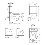 AQUALINE - JALTA HYGIE WC kombi s umývátkem, Rimless, spodní/zadní odpad, bílá PB103H