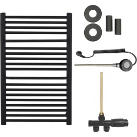CERANO Koupelnový radiátorový set Antonio - kombinované vytápění, wifi tyč - boční jednobodové připojení - 300W - černá matná - 860x550 mm