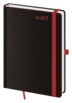 Diář 2027 týdenní A5 Black Red s poutkem na propisku
