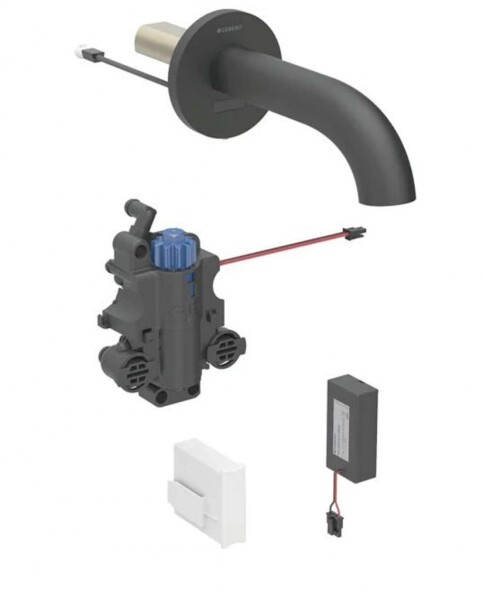 GEBERIT - Piave Termostatická elektronická umyvadlová baterie pod omítku, bateriové napájení, easy to clean, matná černá 116.288.14.1