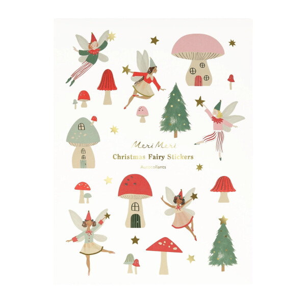 Meri Meri Vánoční samolepky Christmas fairy – 10 archů, červená barva