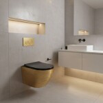 REA - Závěsná WC mísa Carlo Mini Tornado Black Brush Gold REA-C4330