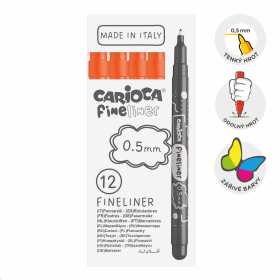 Carioca Fineliner, 0,5 mm, krabička, 12 ks, oranžový