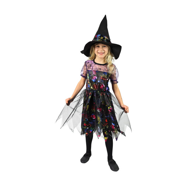 Dětský kostým Čarodějnice/Halloween barevná, e-obal, vel. M