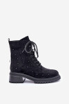 Zdobené dámské botky workerky zateplené D&A černé MR880-017 36