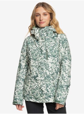 Zeleno-krémová dámská zimní vzorovaná bunda Roxy Jetty Dámské