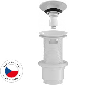 CERANO Umyvadlová výpusť - 5/4“ click-clack s přepadem - neuzavíratelná - plast - 67/82mm - bílá lesklá