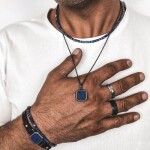 Luxusní pánský náramek s modrým sodalitem Antonio, 19 cm Modrá