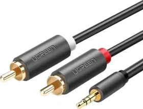 UGREEN Kabel Jack 3,5mm - 2x RCA (Cinch) černá / Audio kabel / Jack 3,5mm - 2x RCA / 1 m (UGR650BLK)