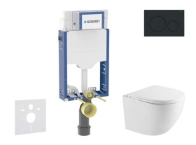 GEBERIT - Kombifix Set předstěnové instalace, klozetu Oudee a sedátka softclose, tlačítko Sigma20, matná černá/černá SANI15CA5146