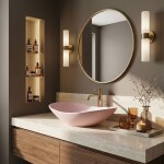REA - Umyvadlo na desku ROYAL Powder Pink Matt 61x35 REA-U6374