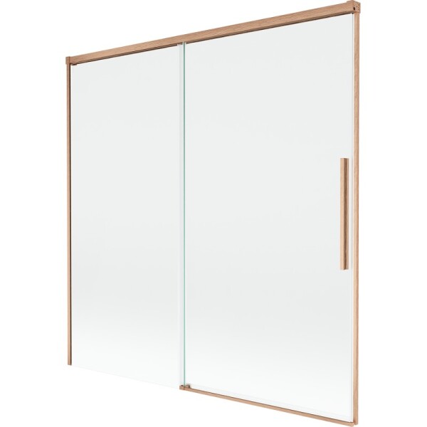 MEXEN/S - Rox vanová zástěna 2-křídlová posuvná 160 x 150, transparent, měď kartáčovaná 8C9-160-001-65-00