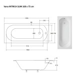 BESCO - Obdélníková vana INTRICA SLIM - Nožičky k vaně - Bez nožiček, Rozměr vany - 160 × 75 cm VANINTRICA160SL