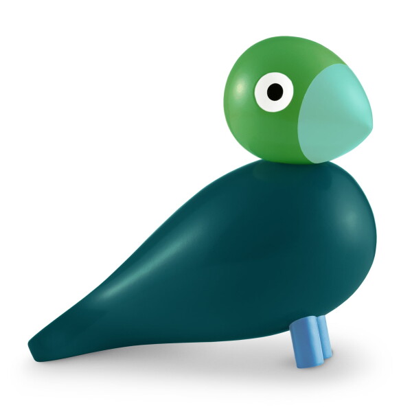 Kay Bojesen Dřevěný ptáček Birk Year Bird – limitovaná edice 2026, modrá barva, zelená barva, dřevo