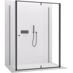 CERANO - Třístěnný sprchový kout Santini U L/P - 6 mm - černá matná, transparentní sklo - 140x100x195 - pivotový CER-8050BD7877