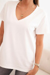 Dámská bavlněná blůza s výstřihem do V a krátkým rukávem ecru UNI