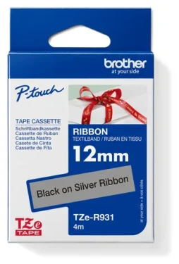 Brother TZE-R931 stříbrná / Textilní páska / černý tisk / 12 mm / 4 m (TZER931)