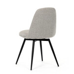Židle jídelní, krémová látka, 360° otočný mechanismus, černý matný lak, kovové nohy